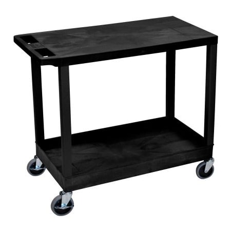 Luxor Luxor Plastic Utility Cart w/3 Shelves, 400 lb. Capacity, 35-1/4inL x 18inW x 35-1/4inH, Black EC21-B